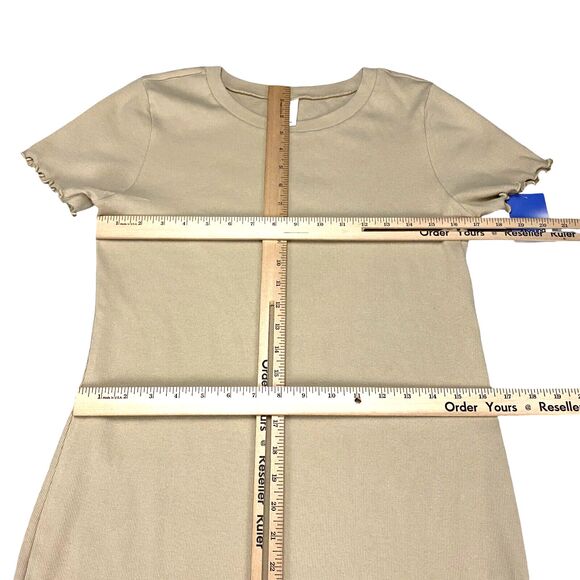 ABOUND Women's Mini Raincheck Dress Beige Cream Ribbed  Short Sleeve - Large - Picture 4 of 14